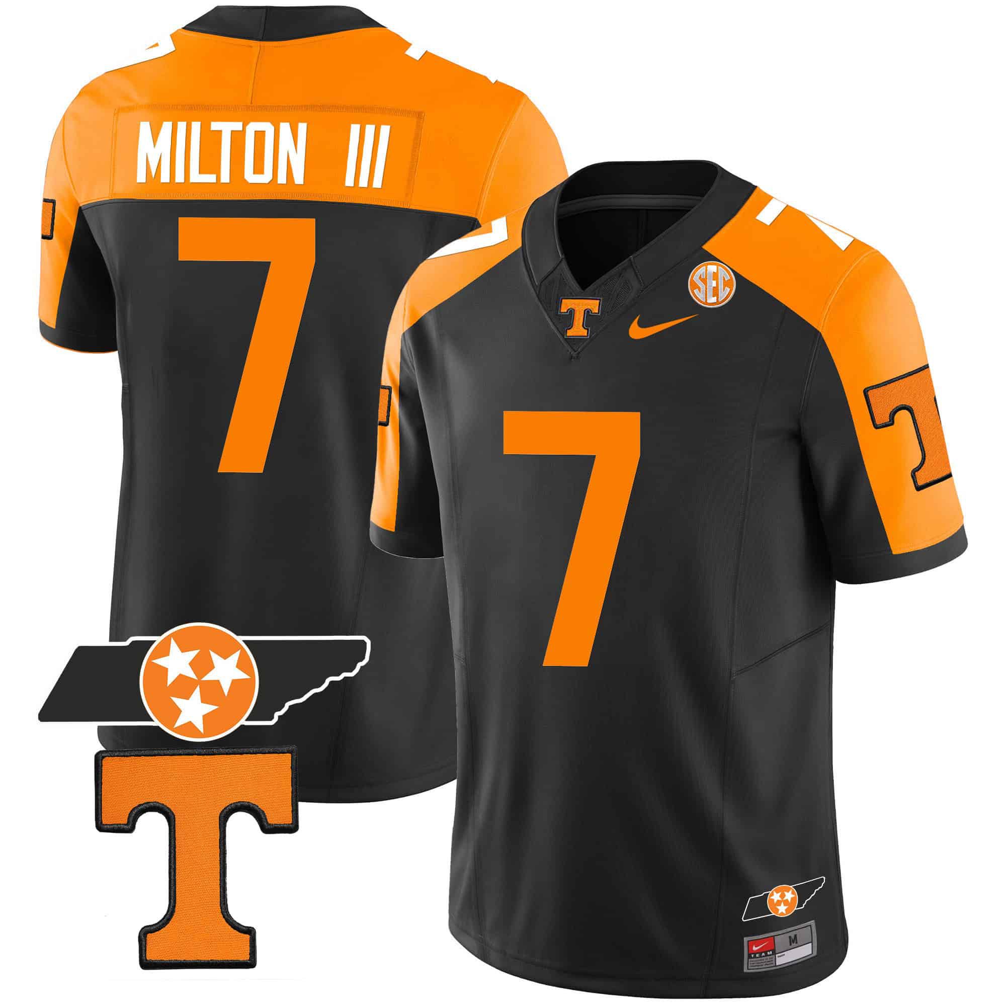 Men Tennessee Volunteers #7 Milton ii Black 2024 Nike Checkerboard & Alternate NCAA Jersey style 2->ncaa teams->NCAA Jersey